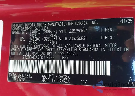 2026 Lexus Rx 350H Premium+ из США, поврежденный, VIN 2T2BBMCA5TC114788